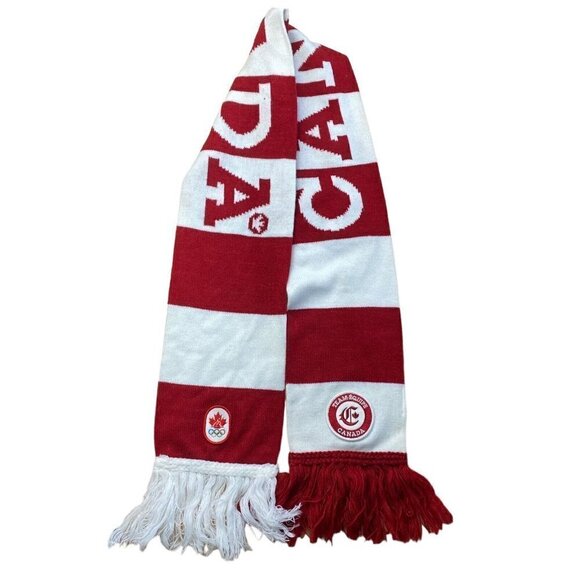 Hudson Bay Company Team Canada Youth Olympics Knit Winter Scarf Red White US OS - Picture 5 of 9